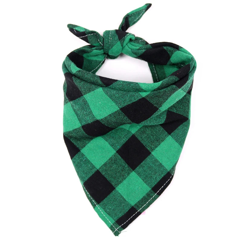 Fall Plaid Dog Bandana Scarf, Washable Cotton