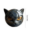 Black Cat Resin Figurine, Marble-Texture Cat Head Decor