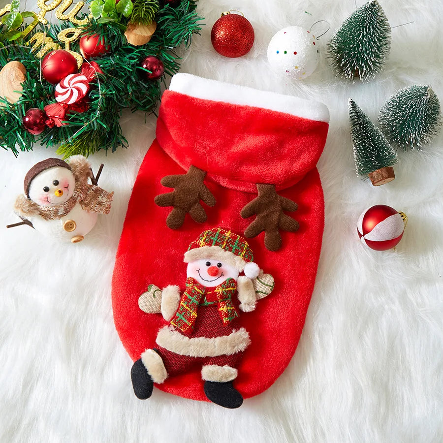 Christmas Flannel Pet Hoodie for Small & Medium Dogs and Cats