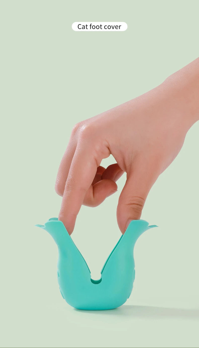 Silicone Anti-Scratch Cat Paw Covers for Bathing and Grooming