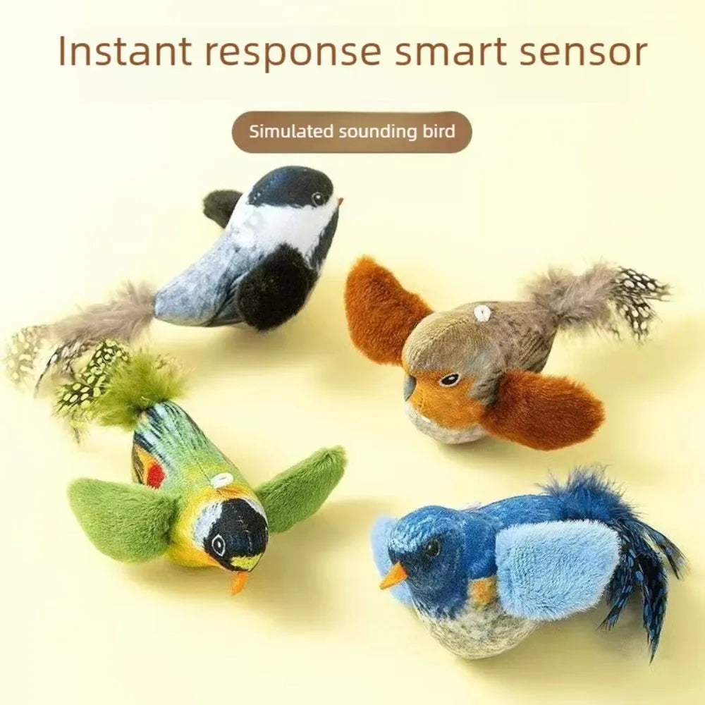 Wall Hanging Squeaky Bird Cat Toy with Catnip, Self-Play Chase Teaser