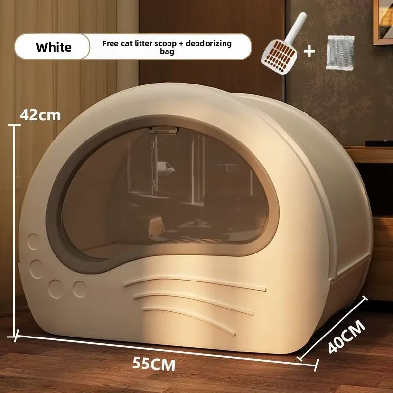 Fully Enclosed Drawer Cat Litter Box, Odor-Blocking & Splash-Proof