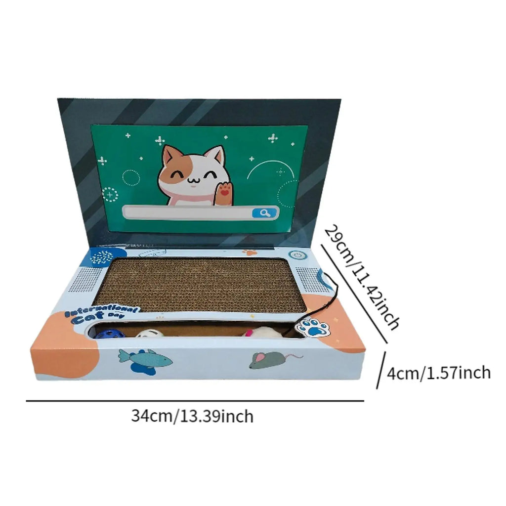 Foldable Cardboard Laptop Cat Scratcher, Fun Scratch Pad for Kittens