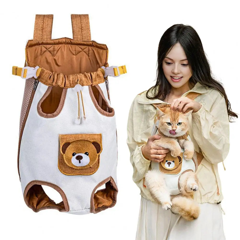 Breathable Front-Facing Cat Carrier Backpack with Leg-Out Chest Bag
