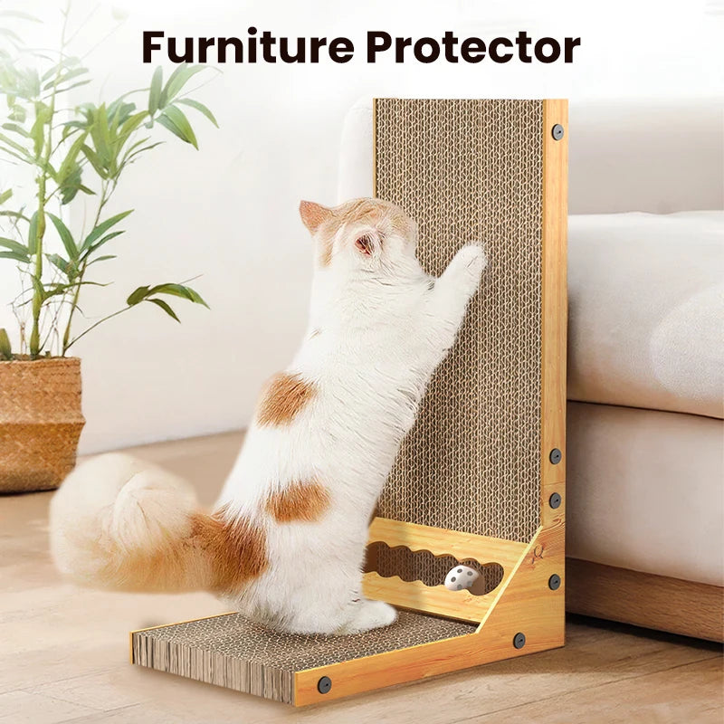 L-Shaped Cat Scratcher Board & Furniture Protector Scratch Mat