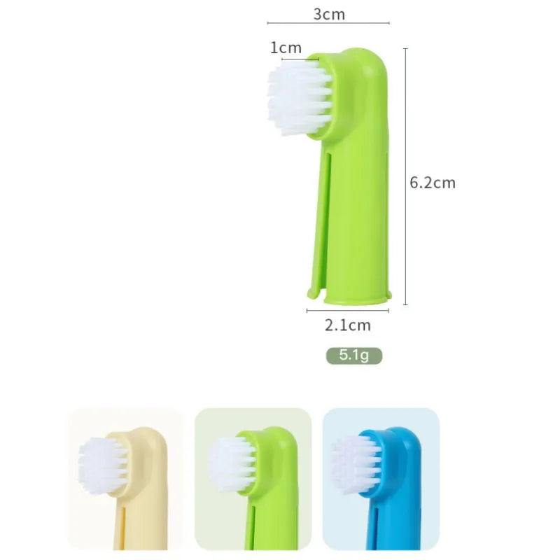 3-Piece Pet Toothbrush Set, Finger & Dual-Head Brushes for Dogs & Cats