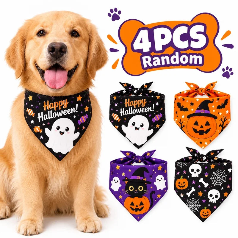 Halloween Dog Bandana Scarf for Large Dogs, Festive Neckerchief