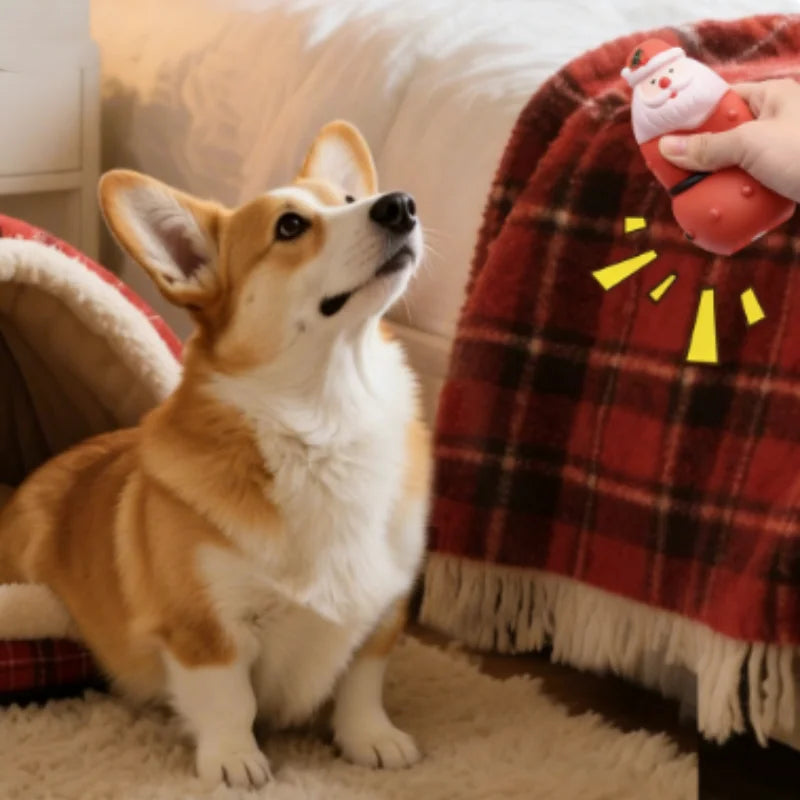 Tough Christmas Squeaky Teething Chew Toy for Dogs of All Sizes