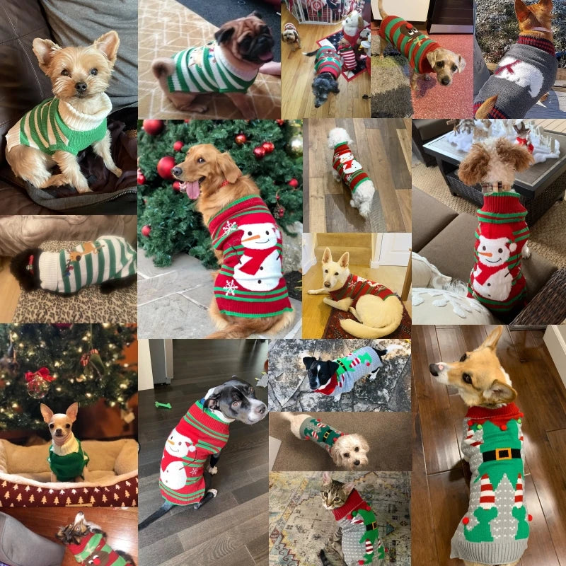 Christmas Dog Sweater, Winter Warm Xmas Outfit for Dogs