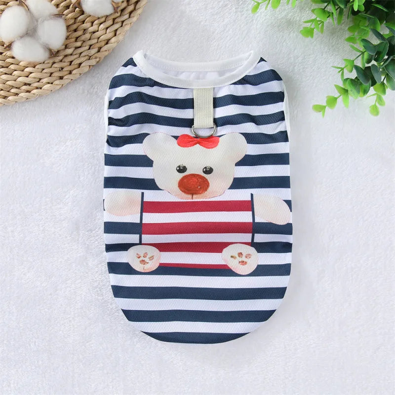 Cooling Summer Pet Vest – Soft Cartoon Shirt for Small & Large Dogs