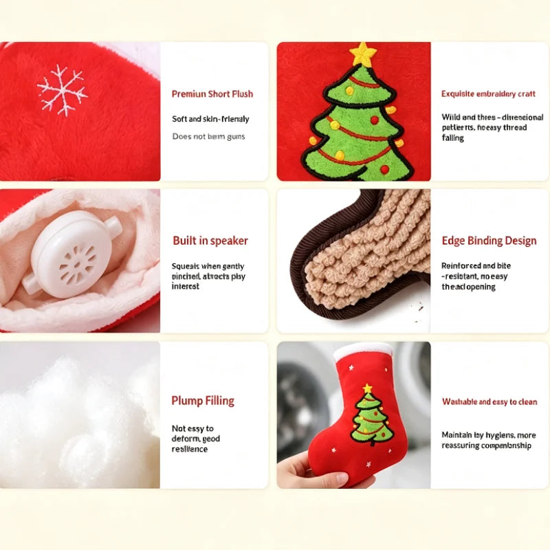 Christmas Squeaky Plush Stocking Dog Toy