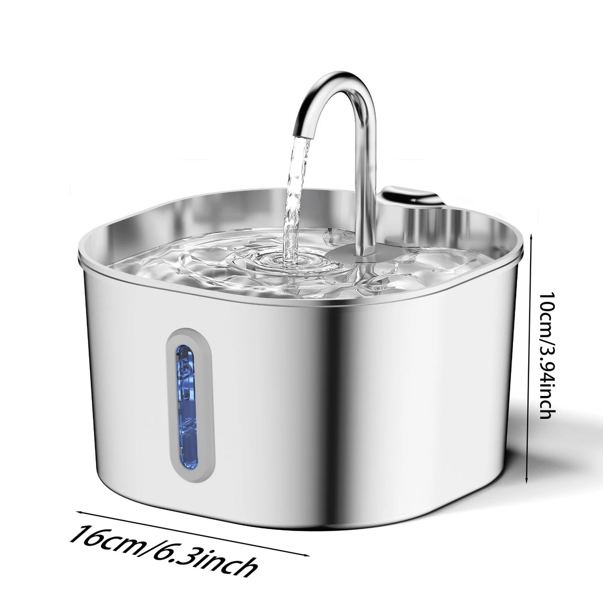 Stainless Steel Pet Water Fountain – 2.2L Cat & Dog Drinking Bowl