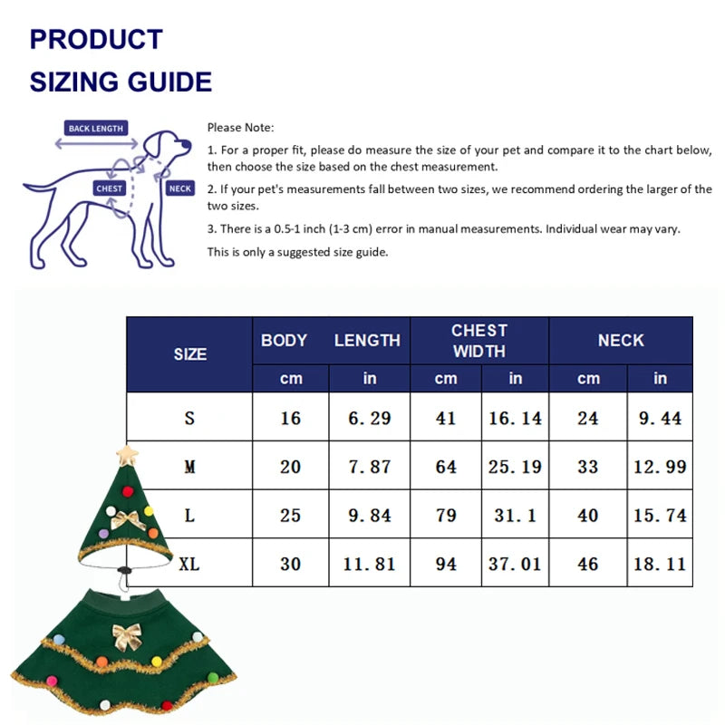 Christmas Cloak & Hat Costume for Dogs & Cats, Holiday Party Outfit