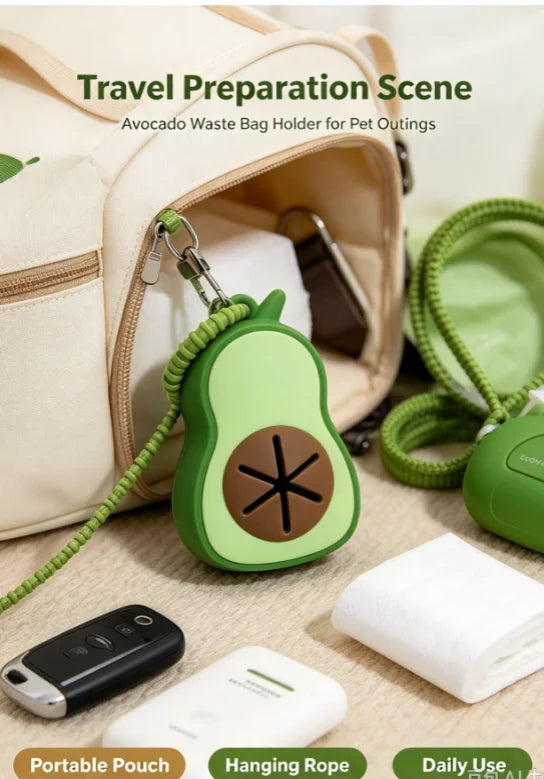 Avocado Shaped Dog Poop Bag Dispenser with Hanging Strap for Walks