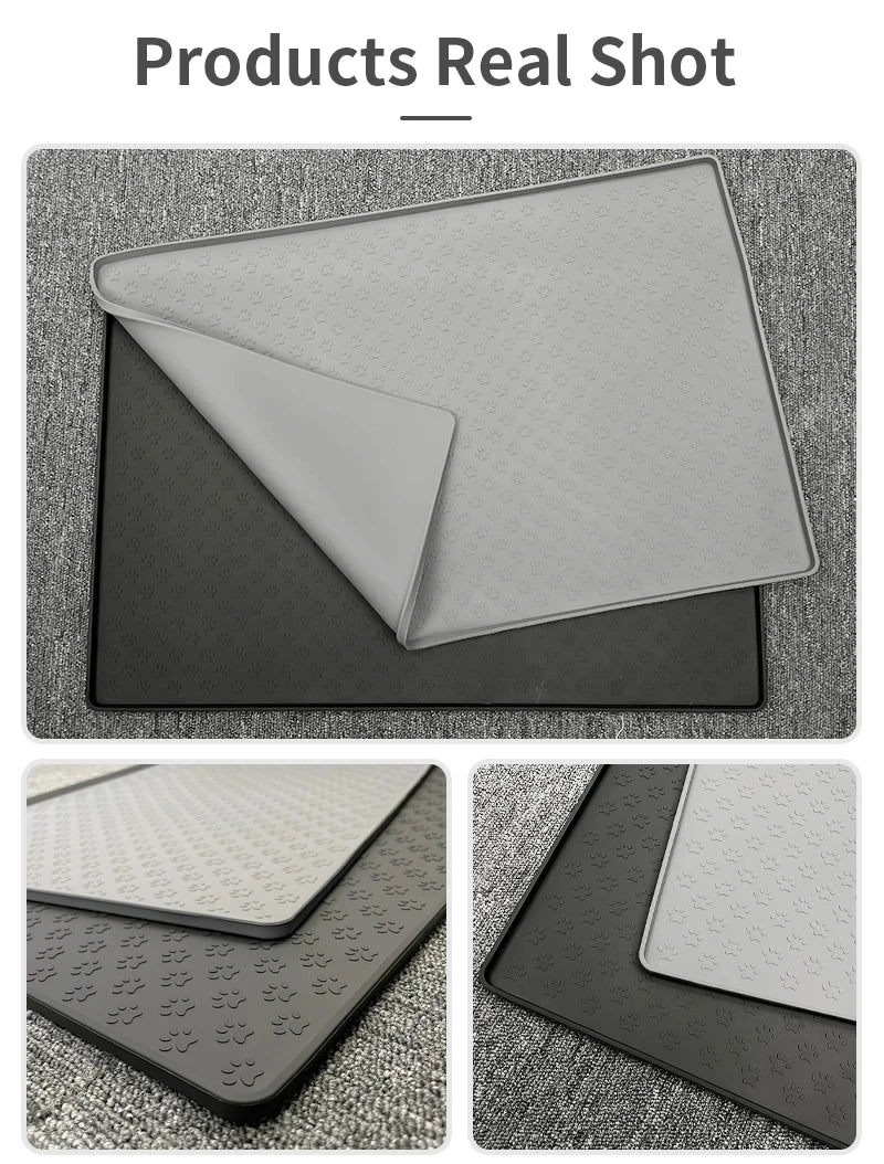 Waterproof Silicone Pet Food Mat, Non-Slip Bowl Placemat for Dogs