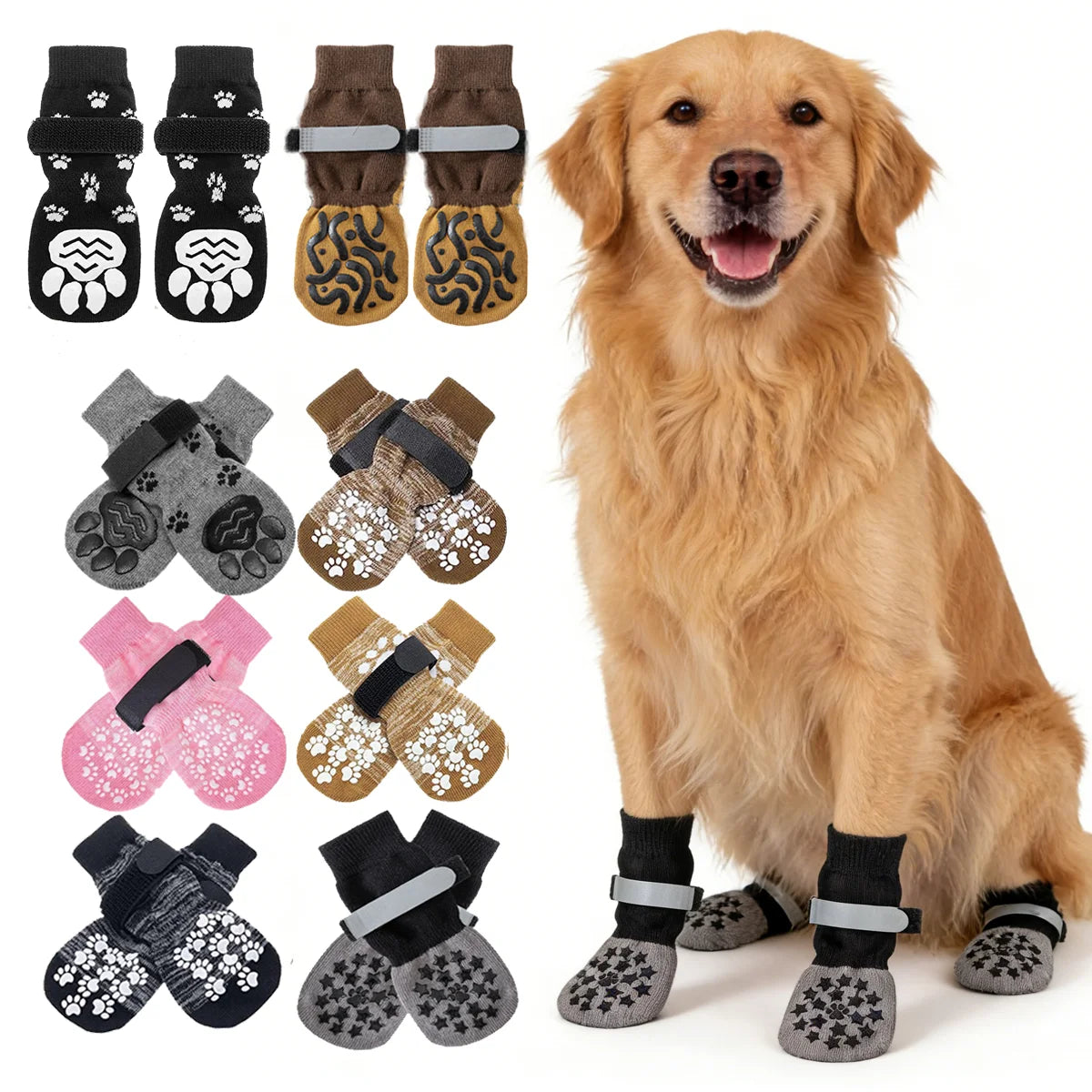 4-Piece Waterproof Anti-Slip Dog Socks for Dogs & Cats