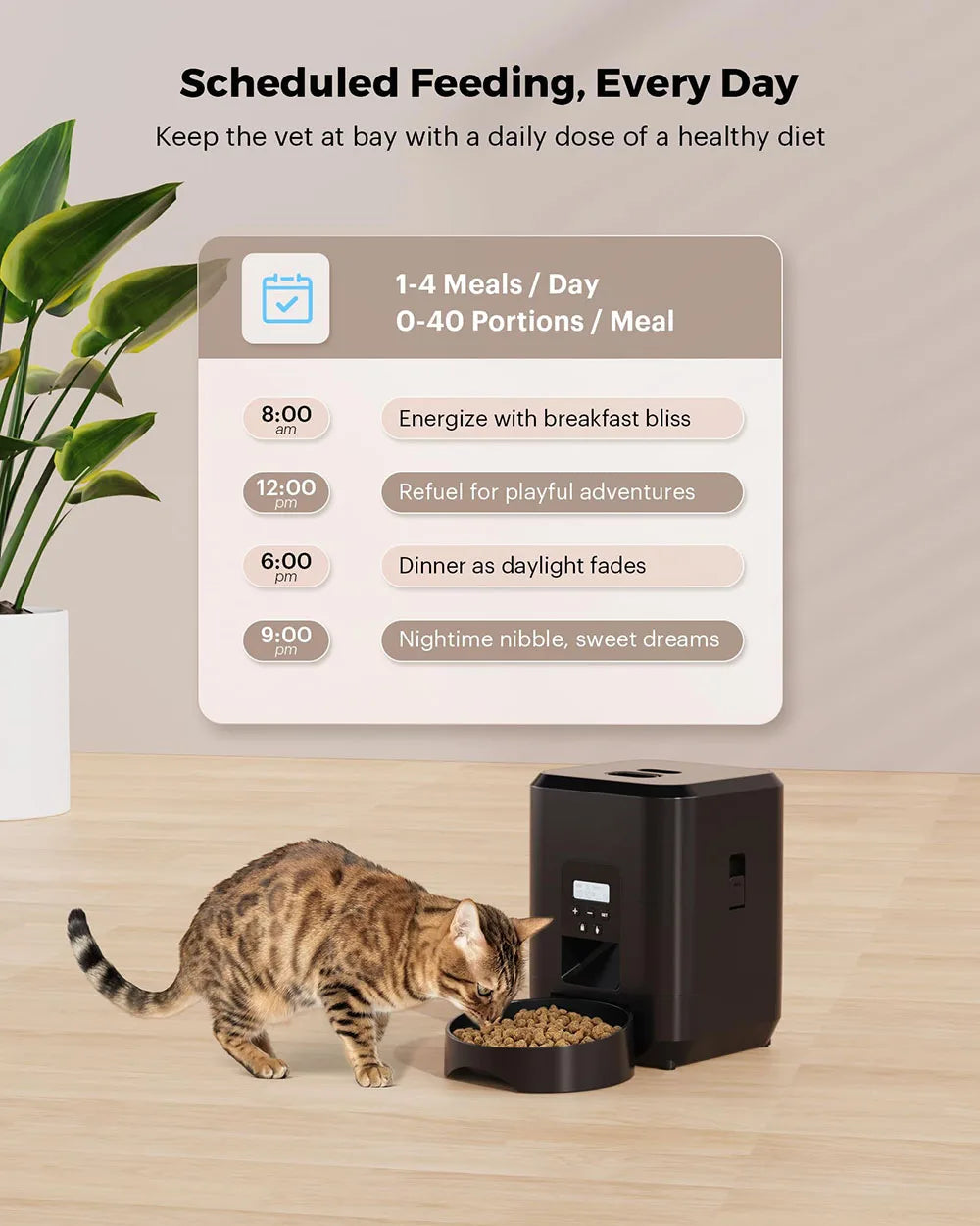 Smart Automatic Pet Feeder with Timer for Cats and Small Dogs