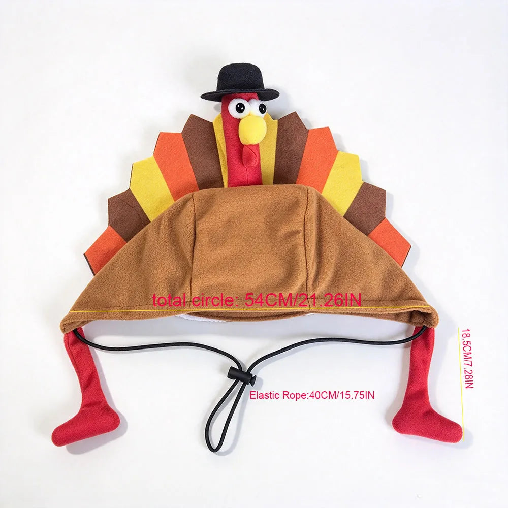 Thanksgiving Turkey Pet Hat, Adjustable Costume for Dogs & Cats