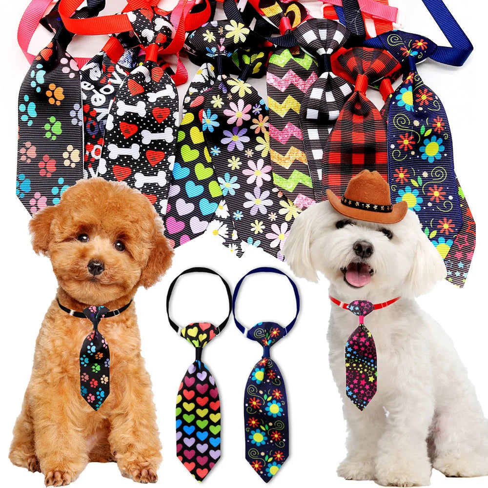 Adjustable Bone Shaped Pet Neckties for Grooming 50 Pack