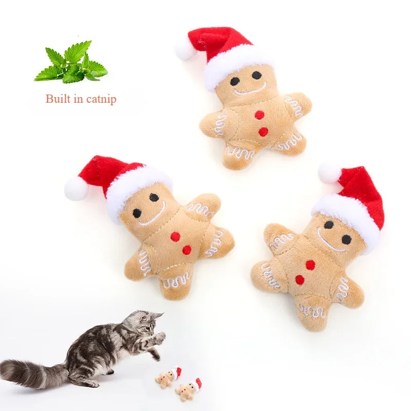 Christmas Gingerbread Man Catnip Toy for Cats