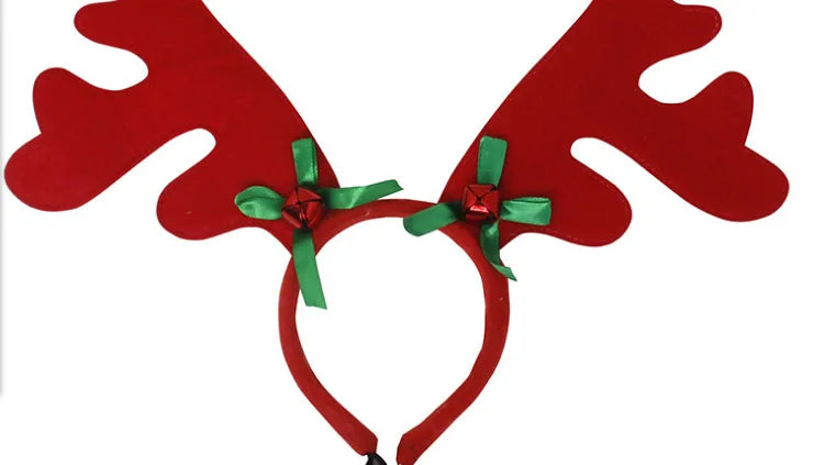 Christmas Reindeer Antler Headband with Santa Hat for Dogs & Cats