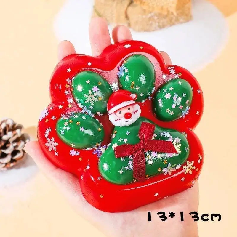 Christmas Cat Paw Squishy Fidget Toy, Stress Relief Gift