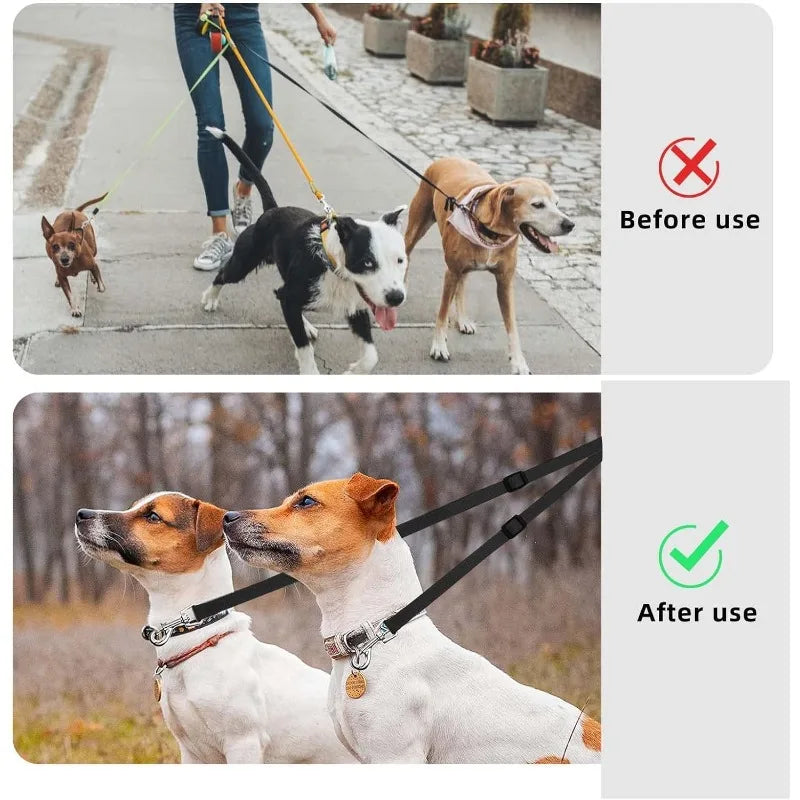Tangle-Free V-Shape Double Dog Leash Coupler for Walking Two Dogs
