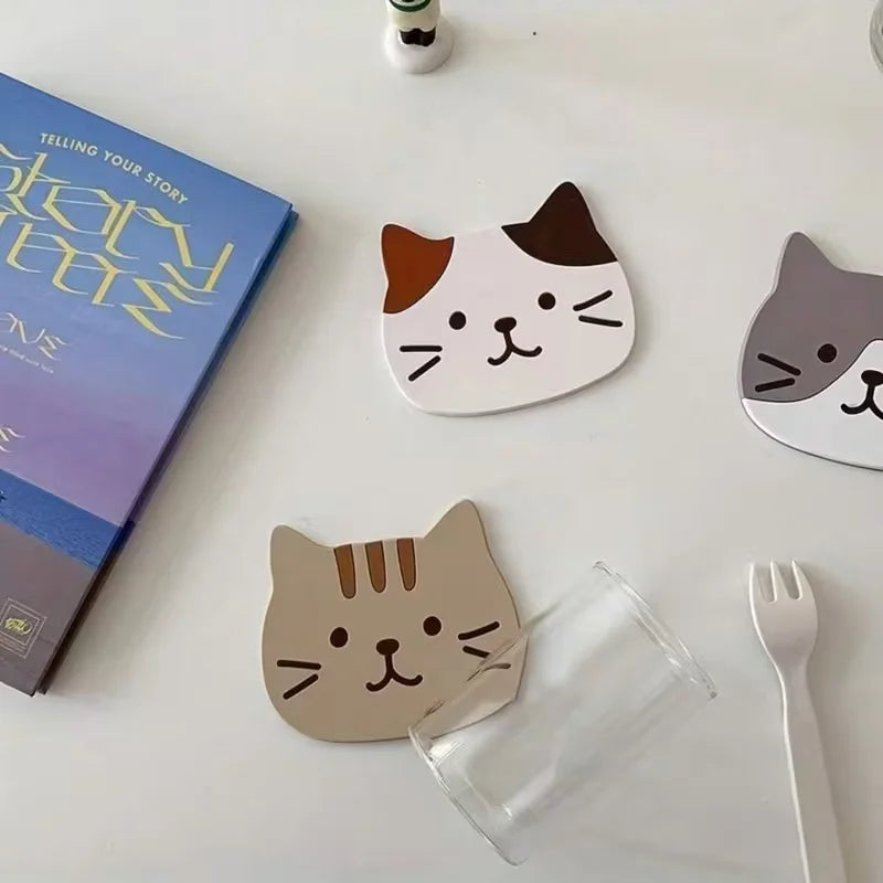 Heat-Resistant Cat Coasters Set of 3, Cute Cat Lover Home Decor