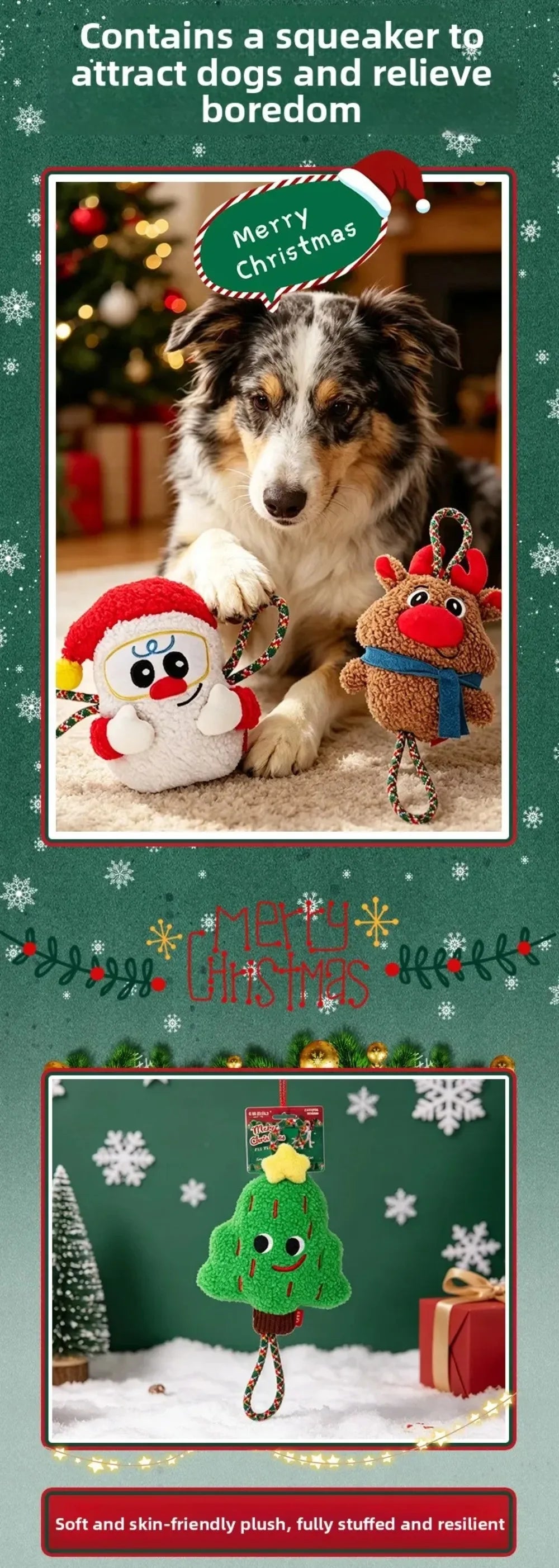 Interactive Christmas Dog Toy Pet Toy Sound Making Chew Proof