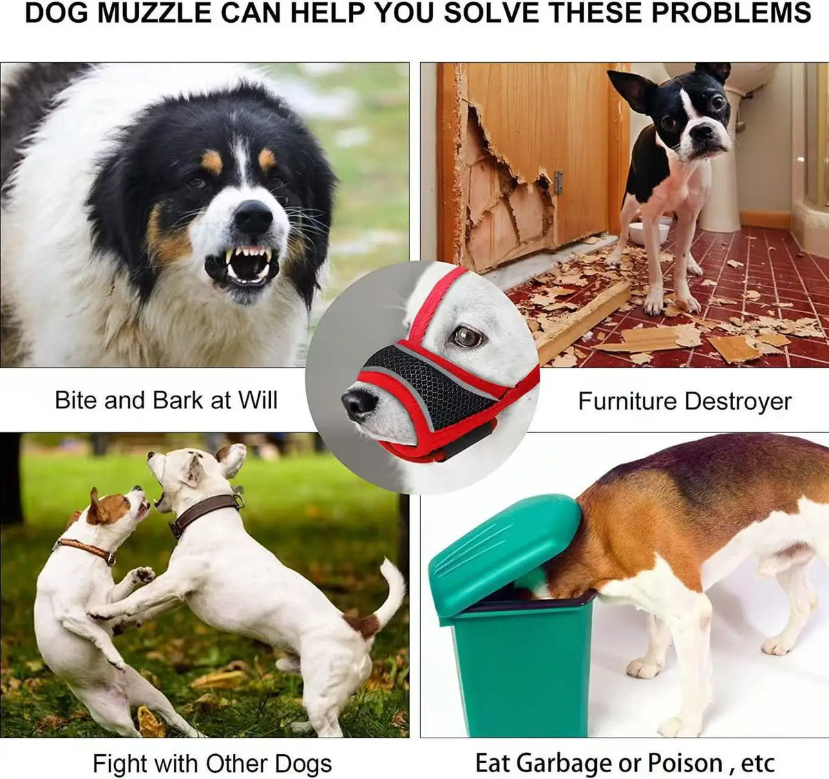 Breathable Mesh Dog Muzzle with Reflective Strap, Allows Drinking