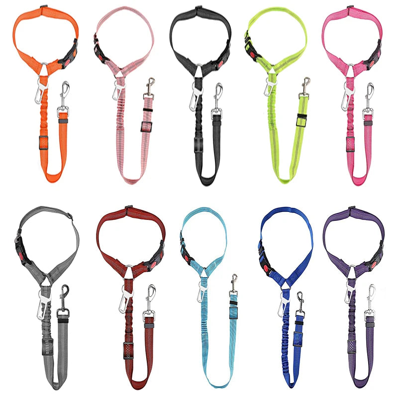 2-in-1 Dog Harness with Leash and Car Seat Belt Strap