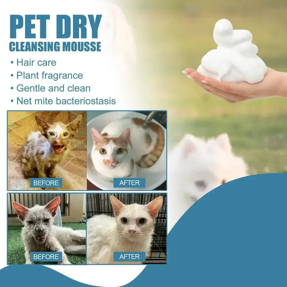 Waterless No-Rinse Cleaning Mousse Shampoo for Dogs & Cats