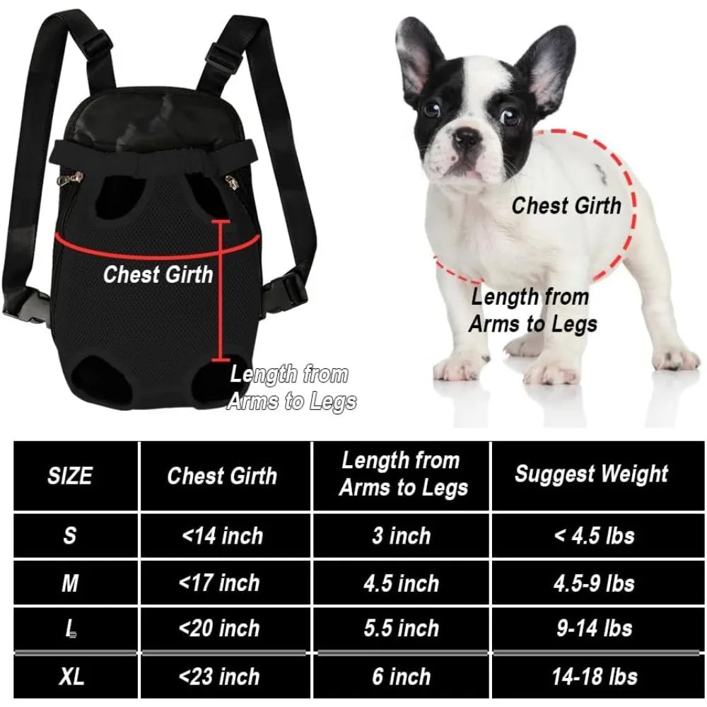 Front Chest Dog Backpack Carrier for Cats & Small Dogs Travel Hiking