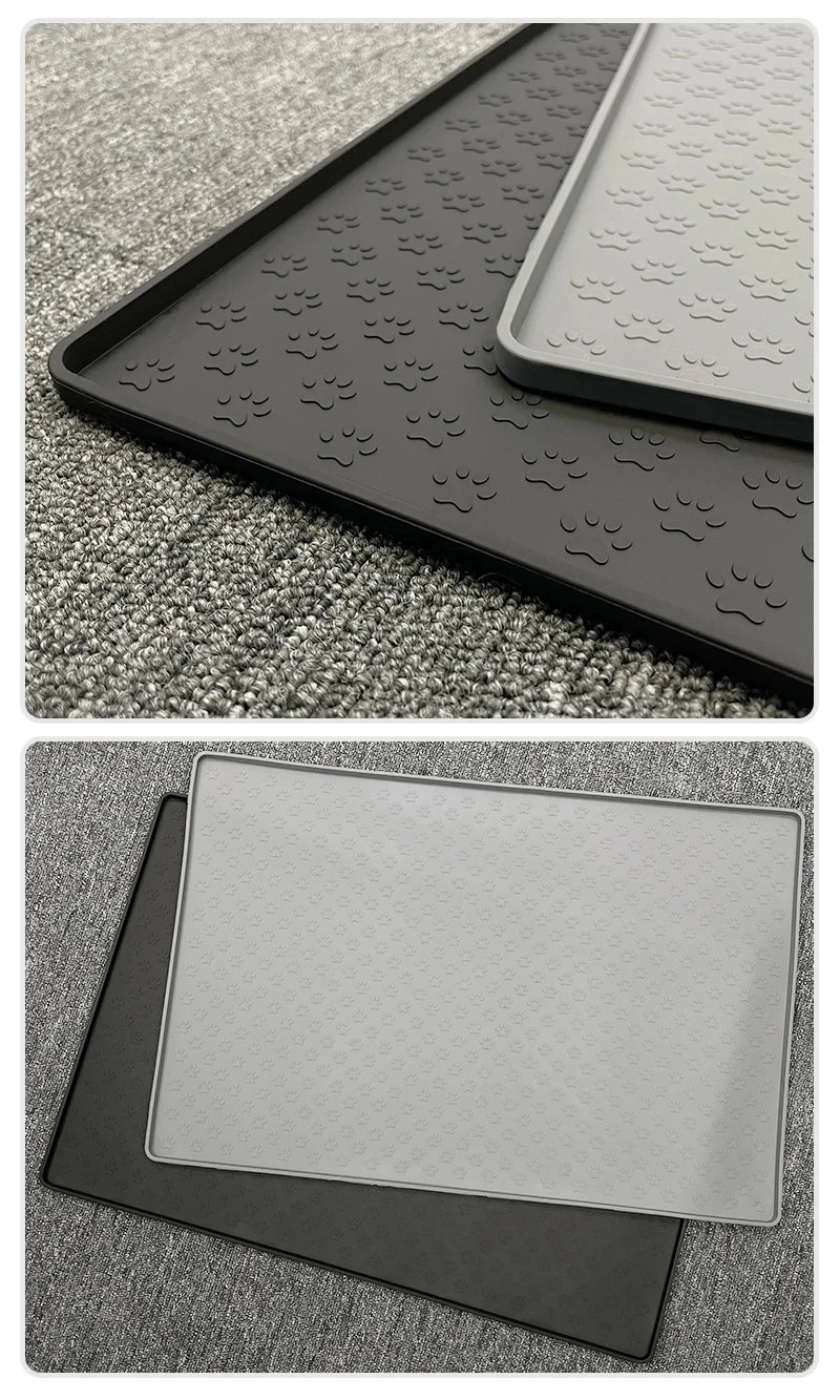 Waterproof Silicone Pet Food Mat, Non-Slip Bowl Placemat for Dogs