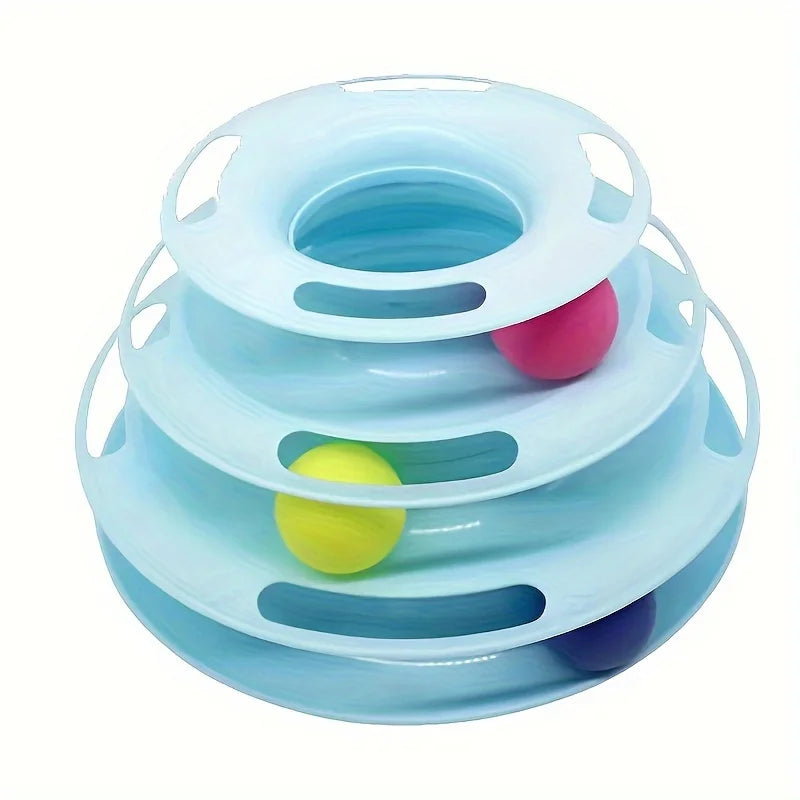 3 Layer Interactive Cat Toy Tower with Colorful Balls Mental Physical