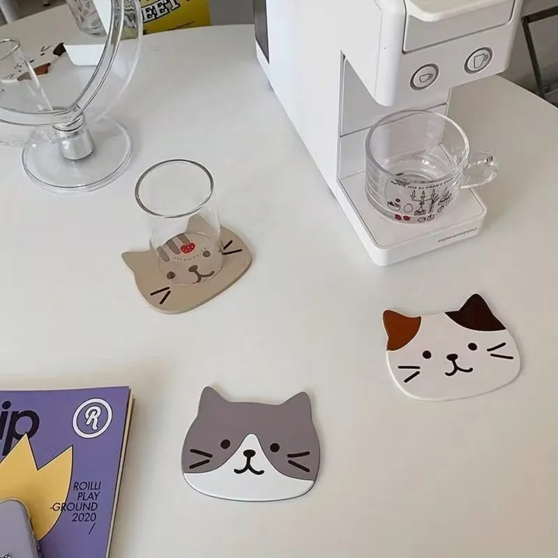 Heat-Resistant Cat Coasters Set of 3, Cute Cat Lover Home Decor