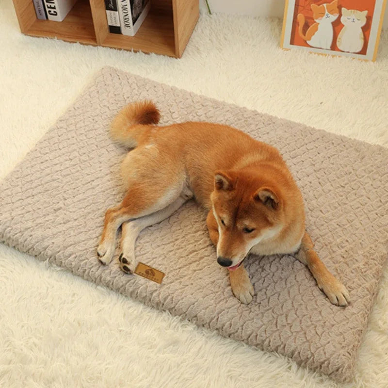 Orthopedic Memory Foam Dog Crate Bed with Washable Faux Fur Cover