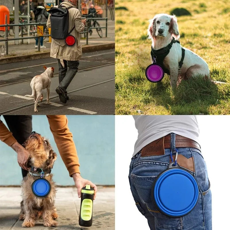 Portable Pet Food & Water Dispenser Bottle with Carabiner