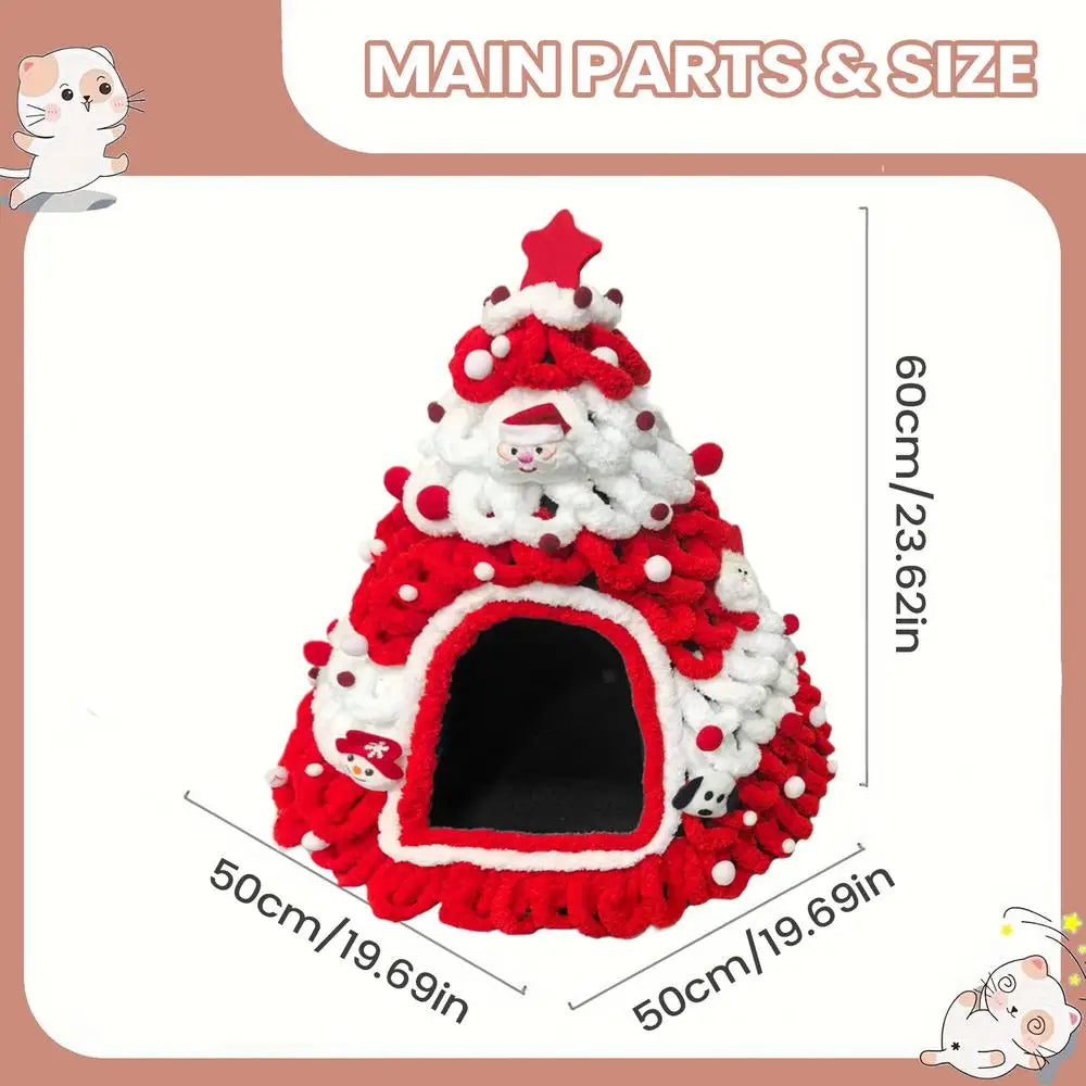 Christmas Tree Cat House Knit Warm Nest for the Holidays