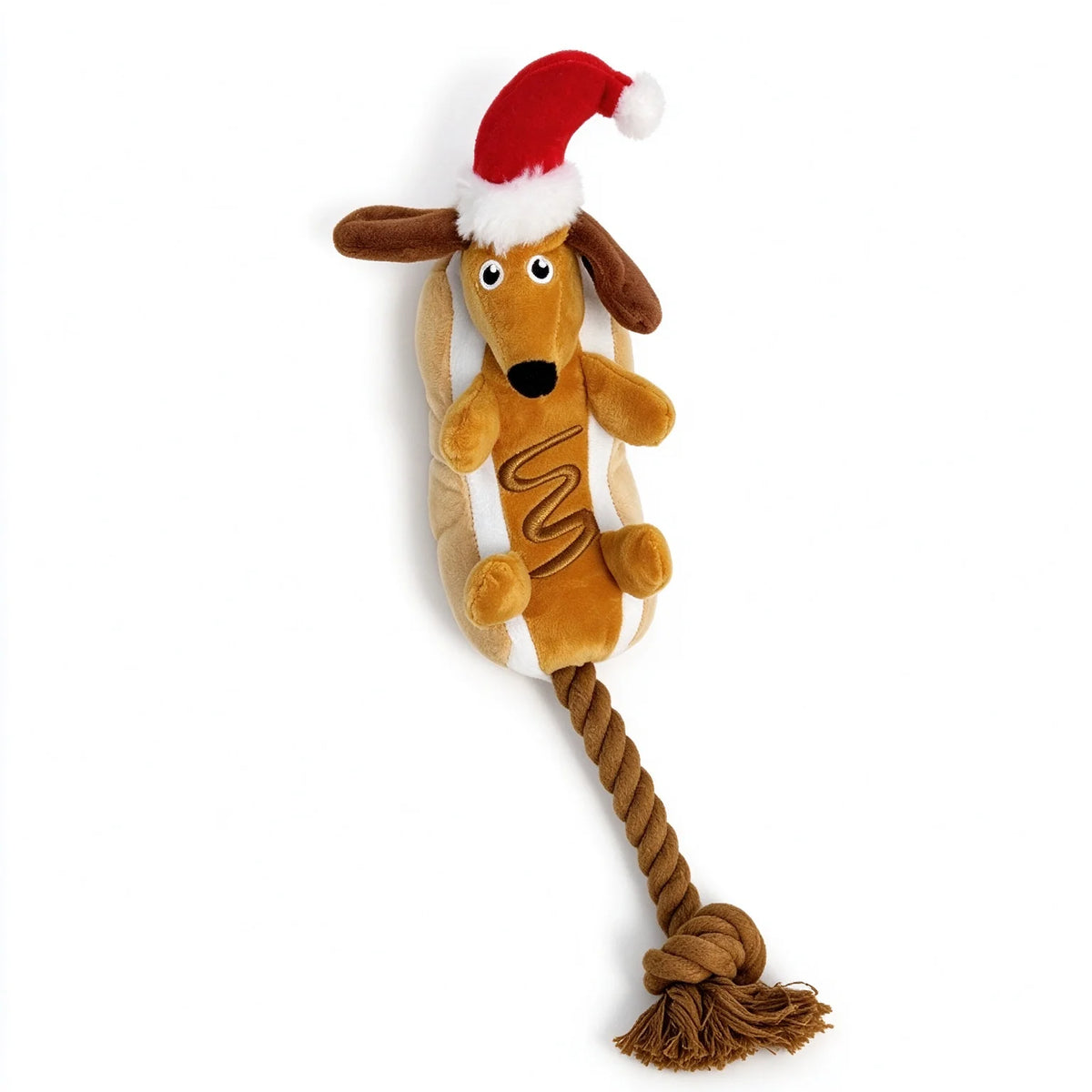 Christmas Dog Chew Toy Hot Dog Dachshund Squeaky Plush Cotton