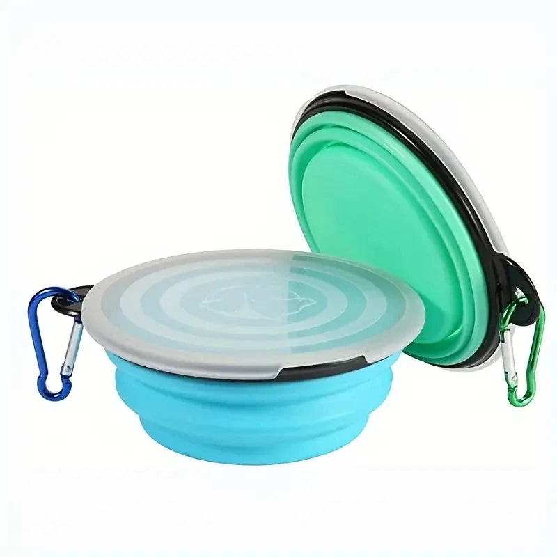 2-Pack Collapsible Travel Dog Bowls with Lids, Portable
