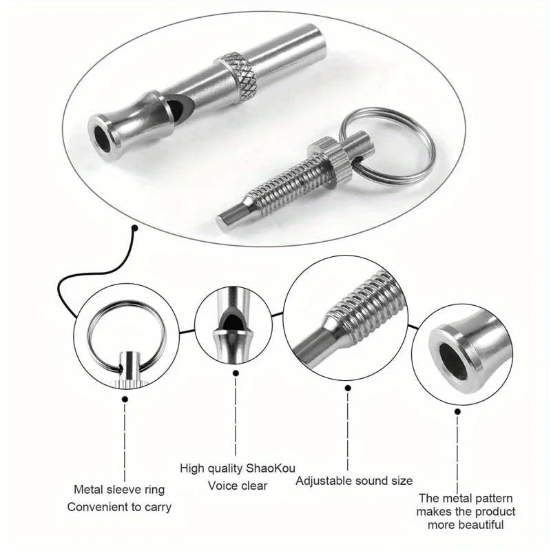 Adjustable Pitch Dog Training Whistle with Keychain, Bark Control