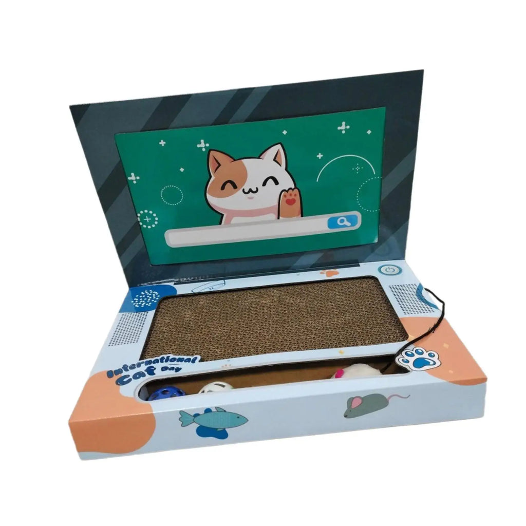 Foldable Cardboard Laptop Cat Scratcher, Fun Scratch Pad for Kittens
