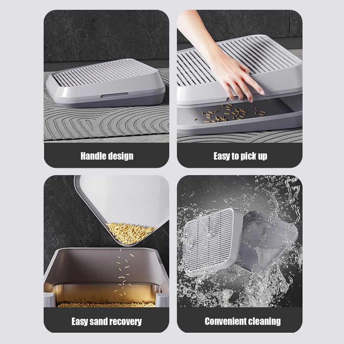 Cat Litter Catcher Mat with Ramp, Double Layer Non-Slip Tray