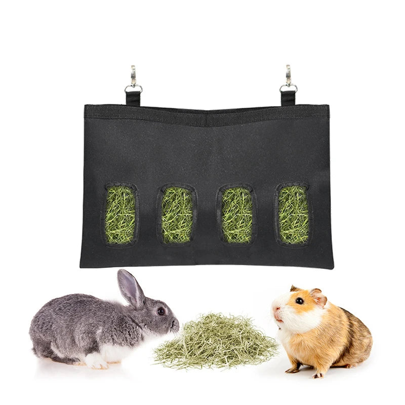 Hanging Rabbit Hay Bag Feeder for Bunnies, Guinea Pigs & Chinchillas