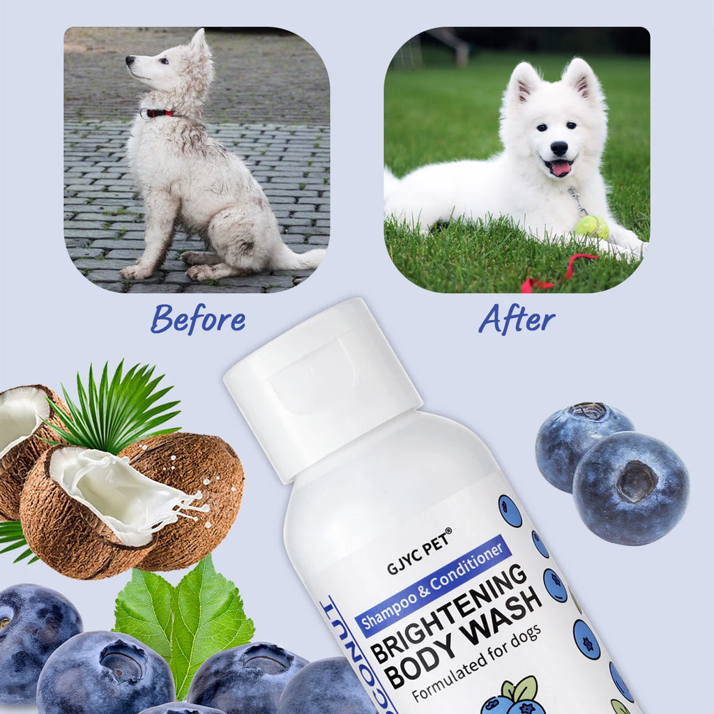 Blueberry Whitening Dog Shampoo for Bright, Shiny & Soft White Coats