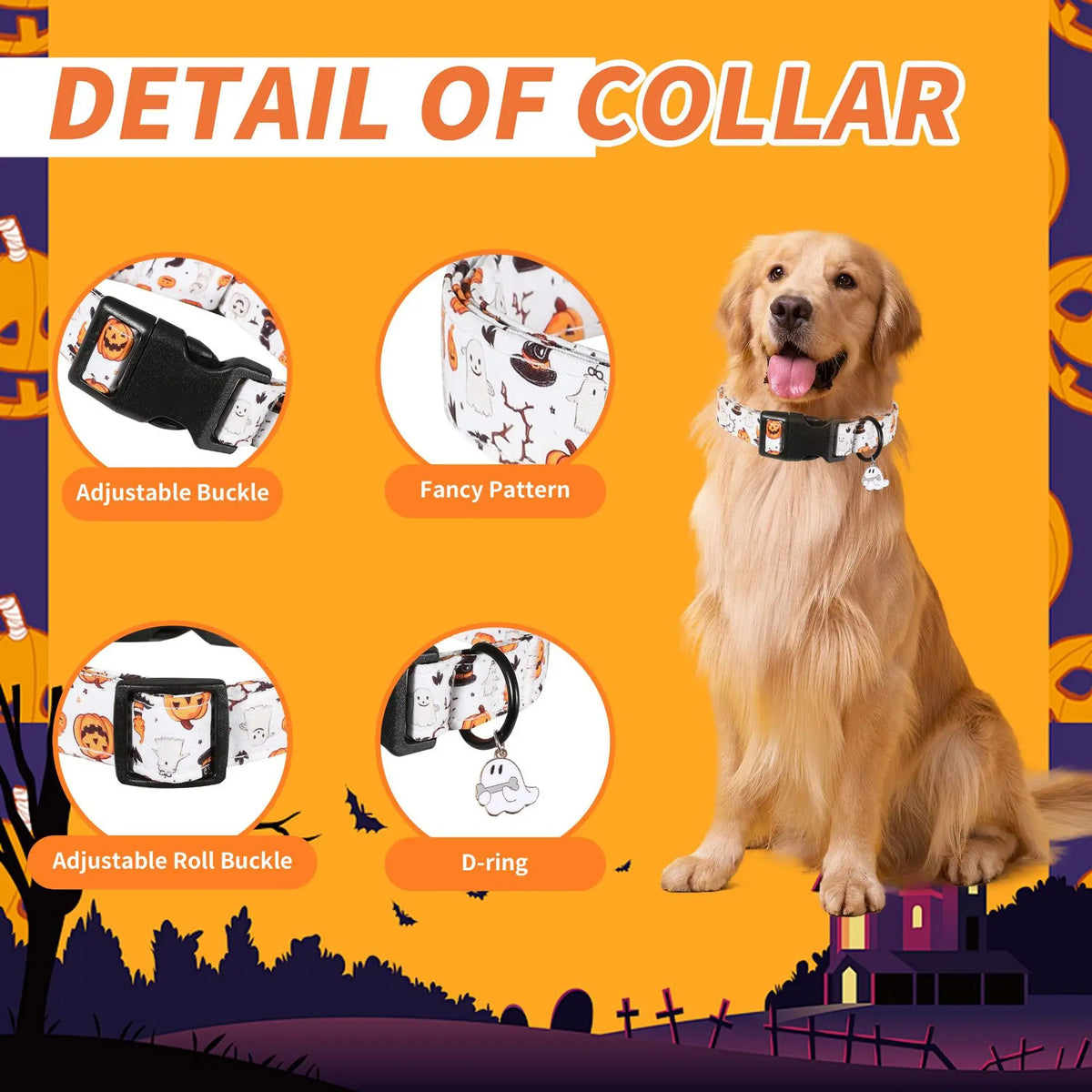 Halloween Pet Neck Ruff Collar, Costume Accessory for Dogs & Cats