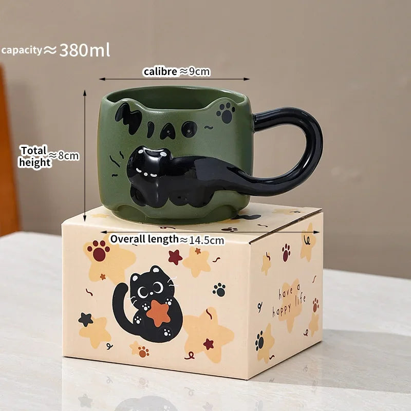 Stacking Cat Ceramic Mug, Cute Cartoon Coffee & Tea Cup Gift