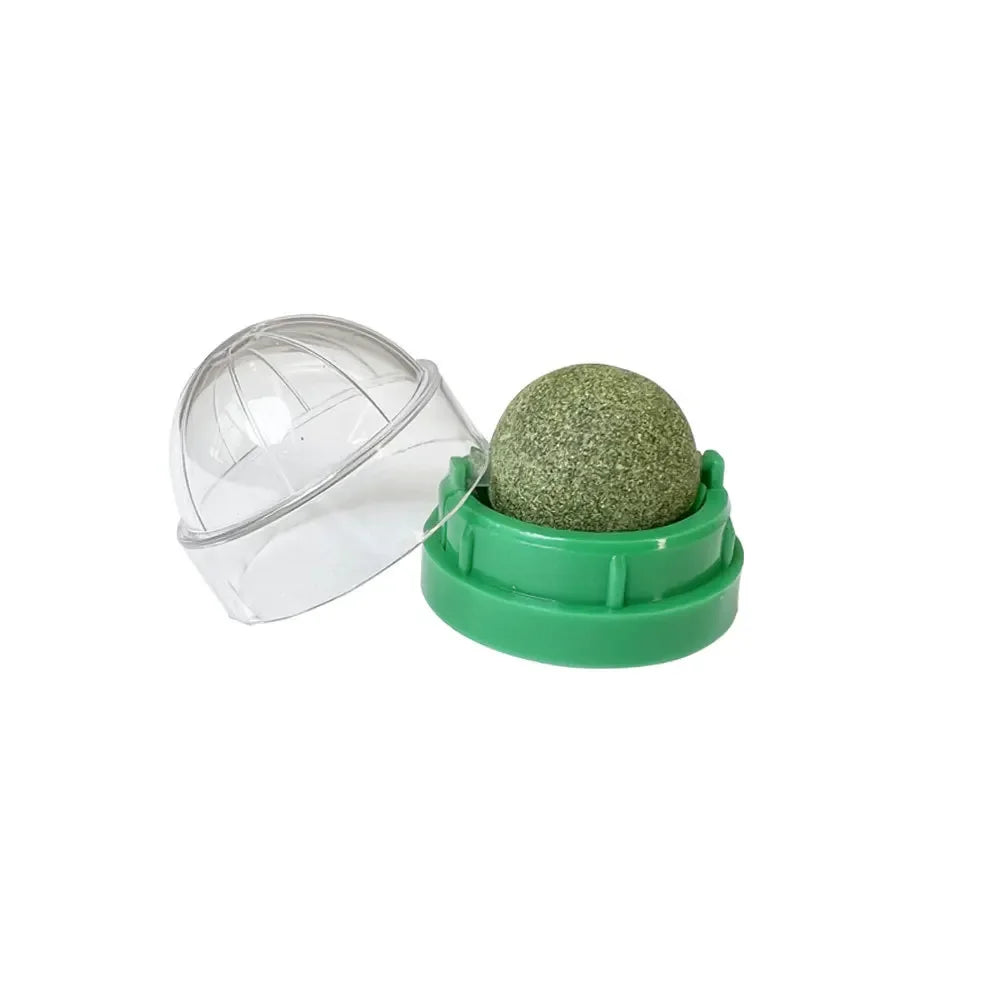 Natural Catnip Ball Wall Stick-on Cat Toy Teeth Cleaning Licking Ball