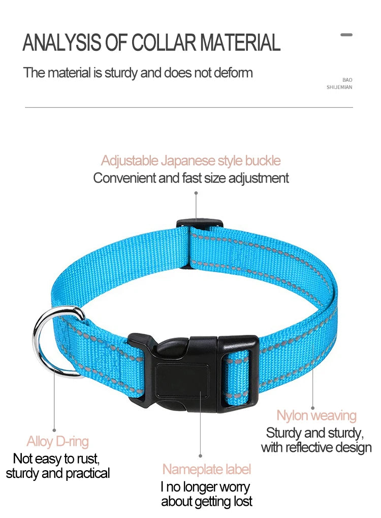 Adjustable Nylon Dog Collar, Soft Buckle Collar for Puppies & Dogs